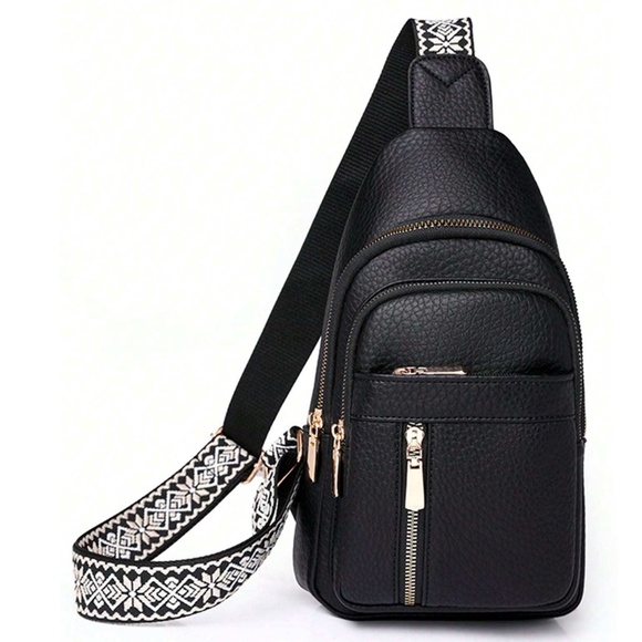 Luxe Pebbled Vegan Leather Zip up Crossbody Shoulder Bag - Picture 5 of 10